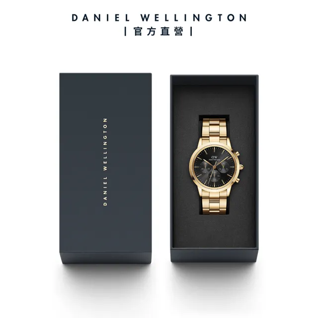 【Daniel Wellington】DW 手錶 Iconic Chronograph 42ｍｍ香檳金三眼精鋼錶黑錶盤(DW00100641)
