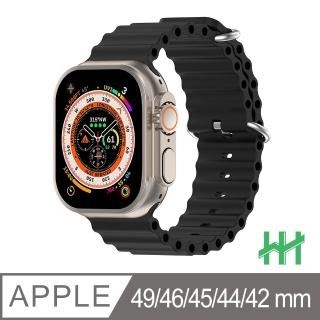 【HH】Apple Watch 42/44/45/49mm -午夜色-可調扣環海洋矽膠錶帶(SP-APW49-SK)