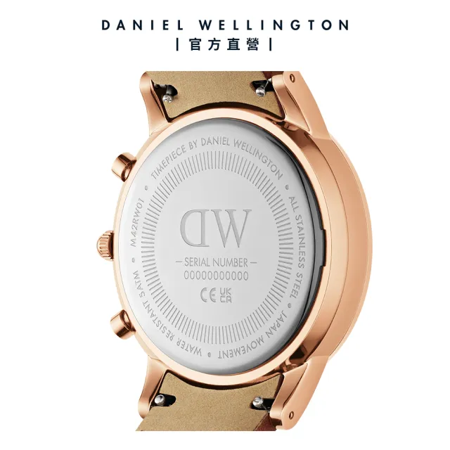【Daniel Wellington】DW 手錶 Iconic Chronograph 42mm極地藍三眼皮革錶藍錶盤(DW00100639)
