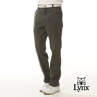 【Lynx Golf】男款彈性舒適天絲棉材質刷舊感類牛仔褲紋路特殊袋蓋造型平面休閒長褲(黑色)