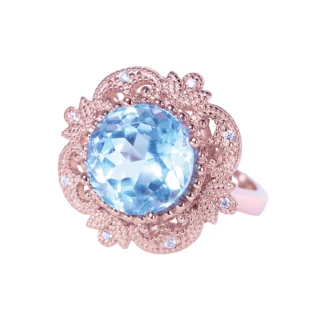 【幸福珠寶】巴洛克晶鑽｜天然頂級托帕石人氣設計款戒指(托帕石)