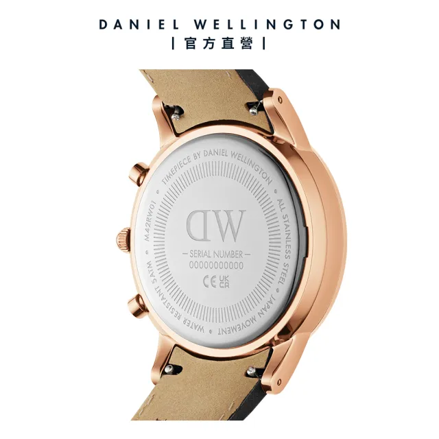 【Daniel Wellington】DW 手錶 Iconic Chronograph 42mm冰川白三眼皮革錶白錶盤(DW00100646)
