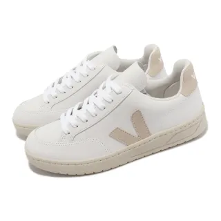 【VEJA】休閒鞋 V-12 Leather 女鞋 白 杏粉色 小白鞋 經典 法國 斜V(XD0202335A)