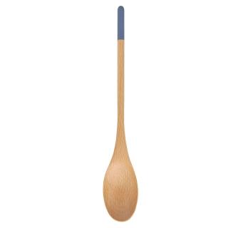 【DAIDOKORO】日本空運頂級天然實木湯匙21 cm 莫蘭迪藍色 原木色(餐匙/湯勺/桌匙/湯杓/可機洗/抗菌加工)
