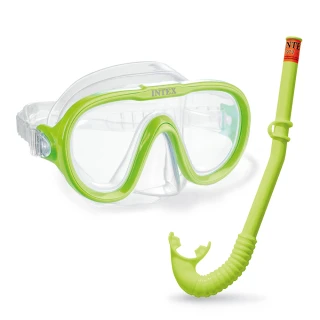 【INTEX】Vencedor 冒險家呼吸管面具組(蛙鏡 潛水鏡 呼吸管 水上玩具-2入)