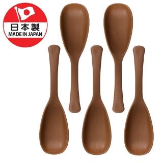 【DAIDOKORO】日本製棕色木紋頂級抗菌湯匙15 cm x 5入(洗碗機適用/可機洗/中式臺式飯匙)