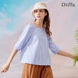 【Diffa】藍白條拉克蘭袖速乾上衣-女