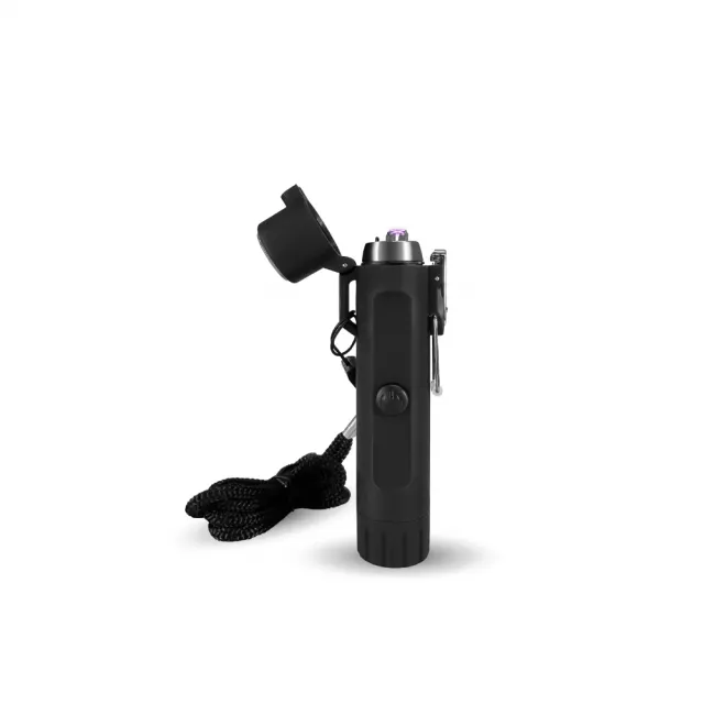 三合一多功能手電筒L004(USB充電/雙電弧打火機/指南針定位/LED緊急照明燈)