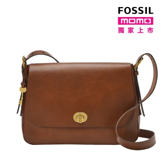 【FOSSIL 官方旗艦館】Harper 真皮馬鞍包-咖啡色x金釦版 ZB1800200