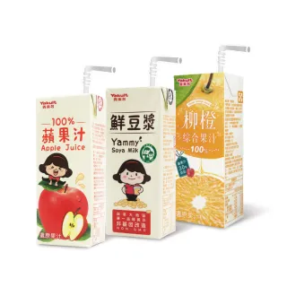 【Yakult 養樂多】養樂多果汁豆漿200ml*24入任選2箱(豆漿/柳橙/蘋果*2箱)