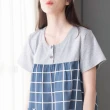 【La Felino 羅絲美】大方格調100%純棉半開釦短袖洋裝睡衣(R2115)