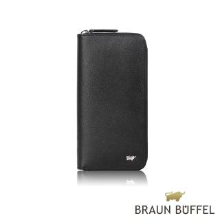 【BRAUN BUFFEL 德國小金牛】臺灣總代理 亞當 8卡拉鍊長夾-黑色(BF504-601-BK)