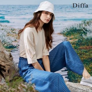 【Diffa】條紋鬆緊腰寬褲-女(長褲)