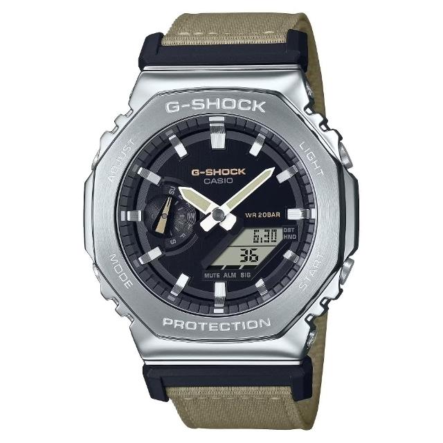 【CASIO 卡西歐】G-SHOCK八角布質編織雙顯錶(GM-2100C-5A)