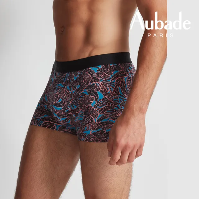 【Aubade】舒棉頂級莫代爾棉 彈性四角男褲 平口褲(熱帶霓虹-2314)