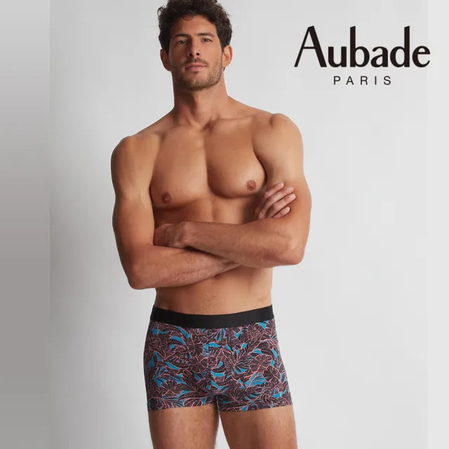 【Aubade】舒棉頂級莫代爾棉 彈性四角男褲 平口褲(熱帶霓虹-2314)