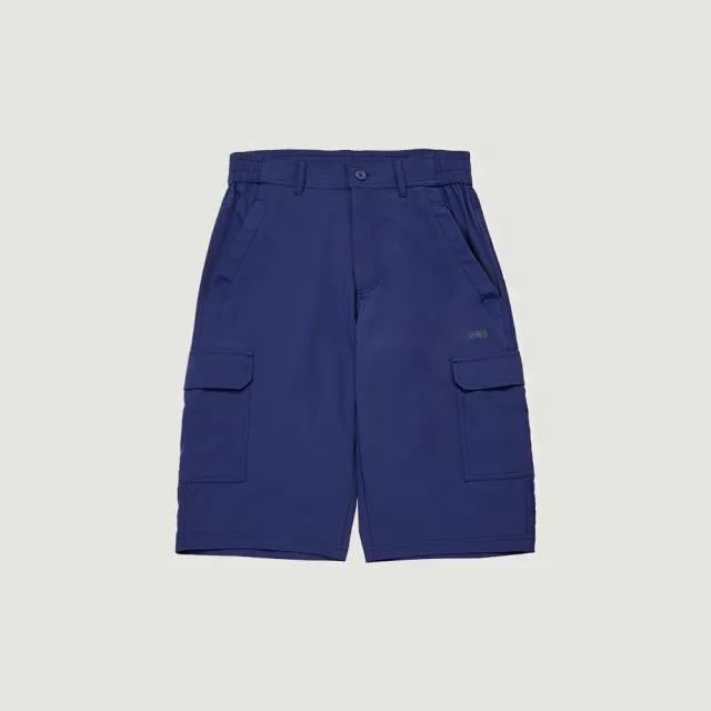 【Hang Ten】男裝-REGULAR FIT四面彈吸濕排汗防曬六分短褲(深藍)