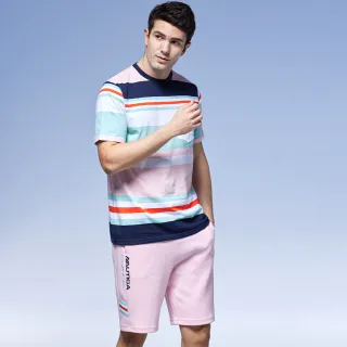 【NAUTICA】男裝 COMPETITION撞色修身運動短褲(粉色)