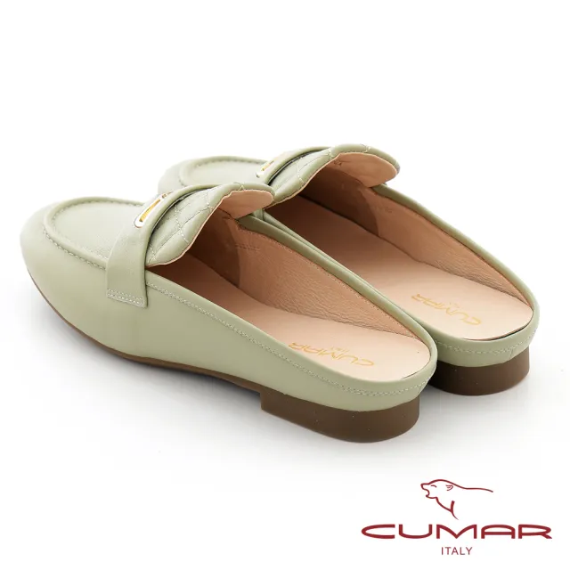 【CUMAR】拼接車格平底穆勒鞋(綠色)
