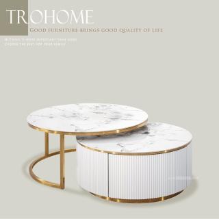 【Trohome 拓家設計傢俱】Ollie 奧利 翡翠巖板圓型大茶几組