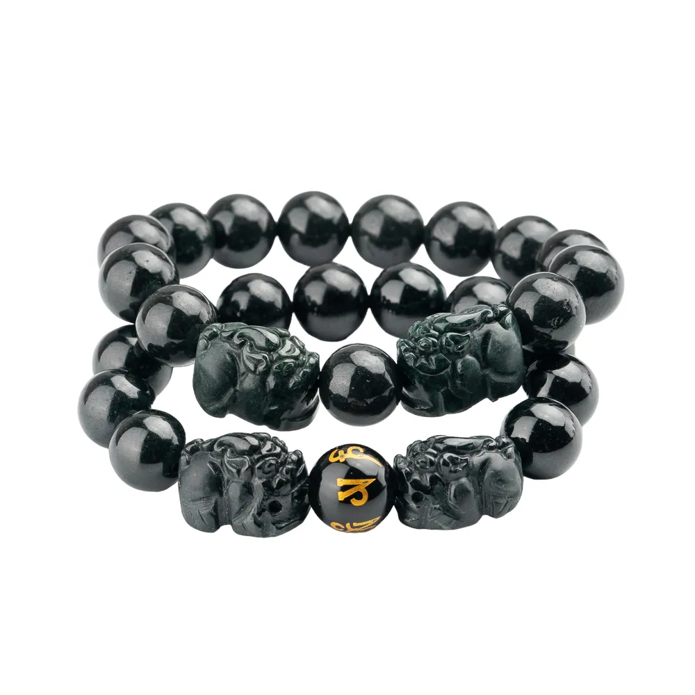 K.D.J 圓融珠寶】開運貔貅墨翠翡翠手串天然A貨(19.5圍) - momo購物網