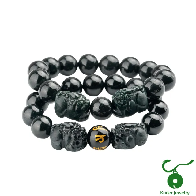 K.D.J 圓融珠寶】開運貔貅墨翠翡翠手串天然A貨(19.5圍) - momo購物網