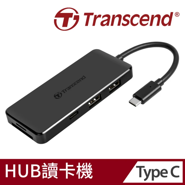 【Transcend 創見】極速Type C多功能雙卡槽+HUB 4埠集線器-含1埠PD快充(TS-HUB5C)