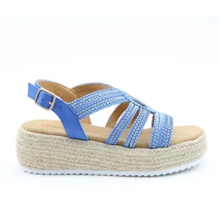 【heavenlyfeet】英國舒適品牌編織麻條楔型涼鞋-MINI(水藍)