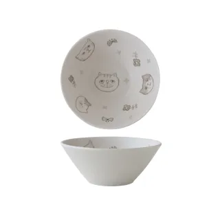 【Just Home】日本製手繪感貓咪陶瓷4.5吋點心缽/碗(大頭貓)