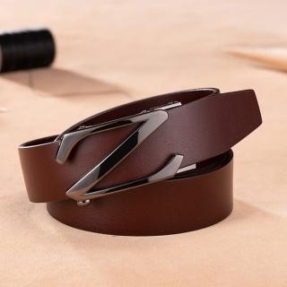 【米蘭精品】現貨+預購 100%真皮皮帶男牛皮腰帶商務皮帶手工皮帶休閒男襯衫牛仔西裝褲(字母Z扣頭2色74eh35)