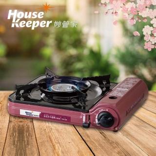 【妙管家】日式奈米巖紋防風瓦斯爐 卡式爐 HKR-168 附收納硬盒(2.7kW 露營休閒爐 戶外單口爐 便攜燒烤爐)