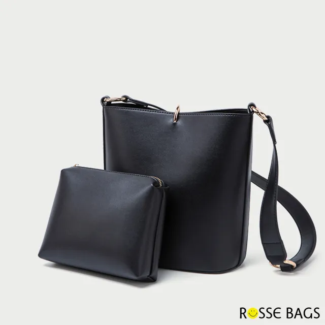 【Rosse Bags】雙11 都市簡約大容量單肩斜背子母包(現+預 黑色)
