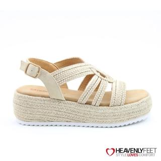 【heavenlyfeet】英國舒適品牌編織麻條楔型涼鞋-MINI(米色)