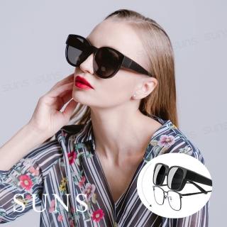 【SUNS】寶麗來時尚圓框墨鏡 偏光太陽眼鏡 夜魅霧黑 抗UV400/可套鏡(臺灣製/防眩光/遮陽/眼鏡族首選)