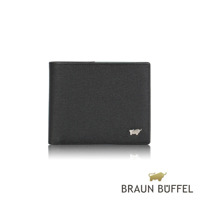 BRAUN BUFFEL 德國小金牛 台灣總代理 瓦拉頓 8卡男夾-黑色(BF397-313-BK)