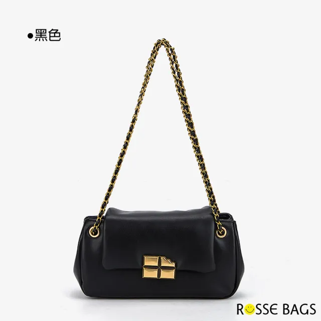 【Rosse Bags】質感軟皮時尚鏈條單肩斜背包(現+預  米白色 / 棕色 / 黑色)