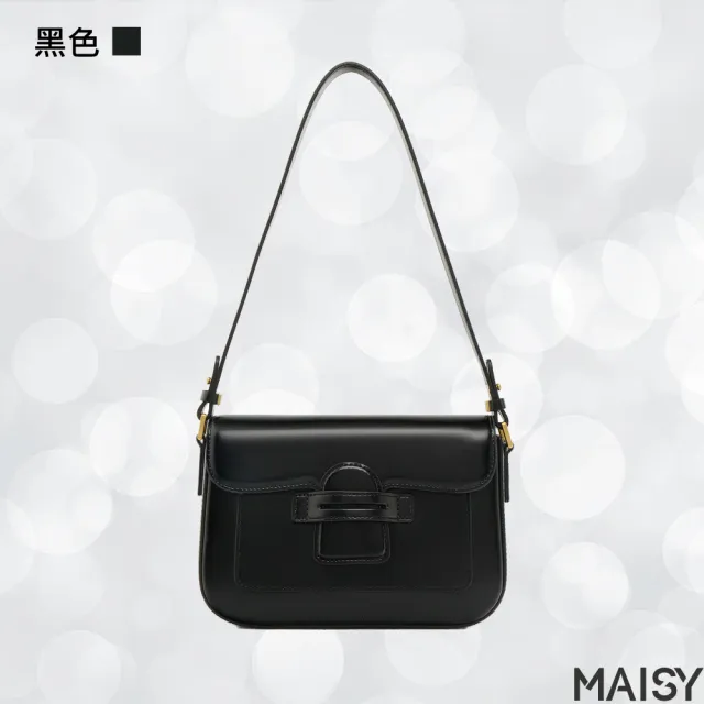 【MAISY】法式奢華真皮單肩手提包(真皮包包 現+預 粉色／黑色／棕色／黃色／白色)