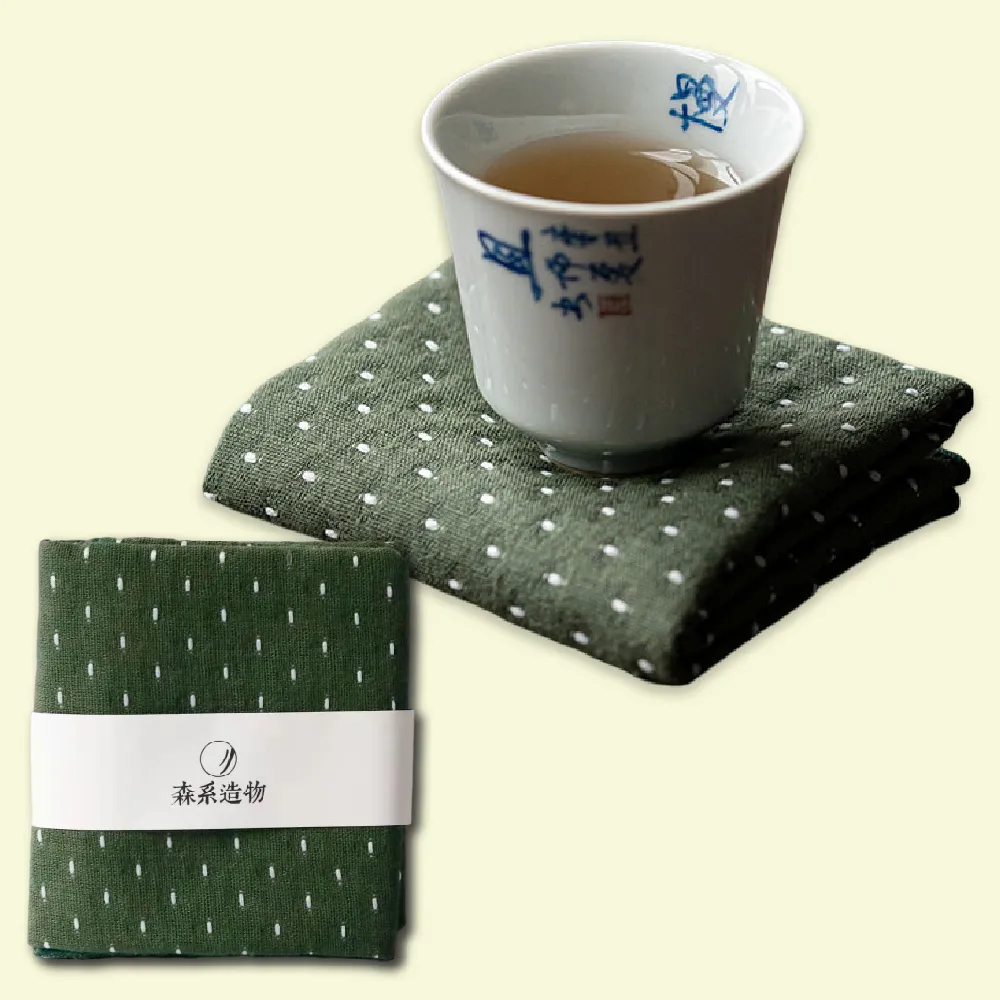 【茶布藝】日式滿天星加厚棉麻茶巾(功夫茶具 吸水抹布 手帕 小方巾 茶席 茶杯墊 隔熱墊 桌巾 茶道用品)