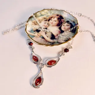 【iTa.a】天然琥珀925純銀項鍊 波羅地海財富瑰寶-威尼斯皇后(彌月 生日 訂情 祝壽 自用送 