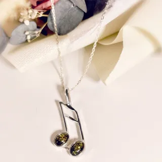 【iTa.a】天然綠琥珀925純銀項鍊 波羅地海音樂瑰寶-跳耀的音符(彌月 生日 訂情 祝壽 自用 