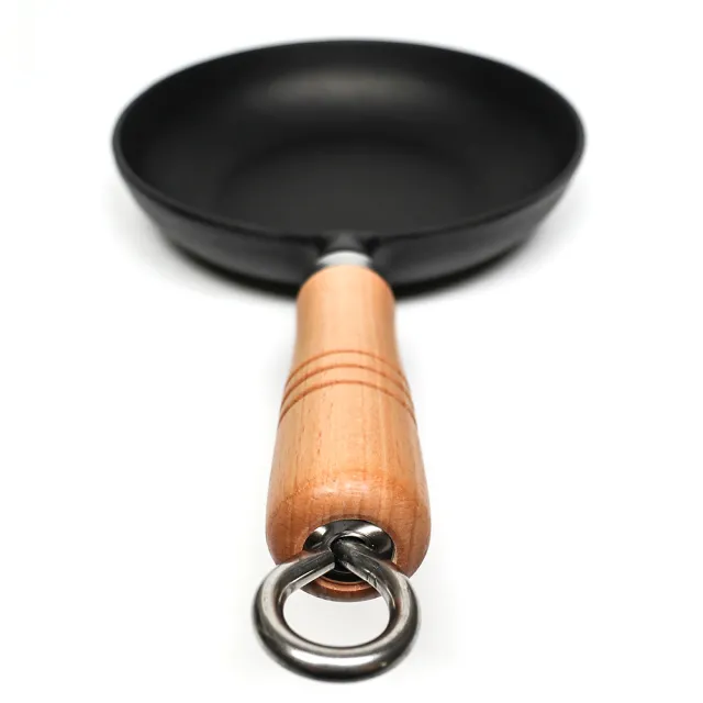 【南部鐵器】福介商店 日本鑄鐵鍋 岩鑄 歐姆蛋木柄平底鍋 21cm IH爐可用鍋 平底鍋 炒鍋 煎鍋