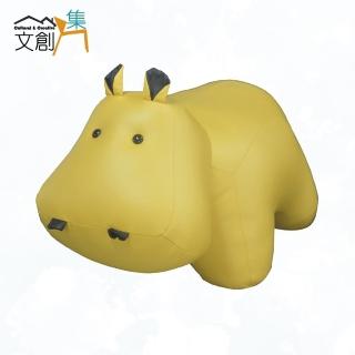 【文創集】可愛大嘴河馬造型皮革椅凳(二色可選)
