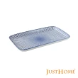 【Just Home】日式藍紋十草陶瓷8吋長盤/蛋餅盤(藍色線條餐具)