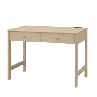 【文創集】凱佳3.5尺二抽實木書桌(二色可選+含便利插座設置)