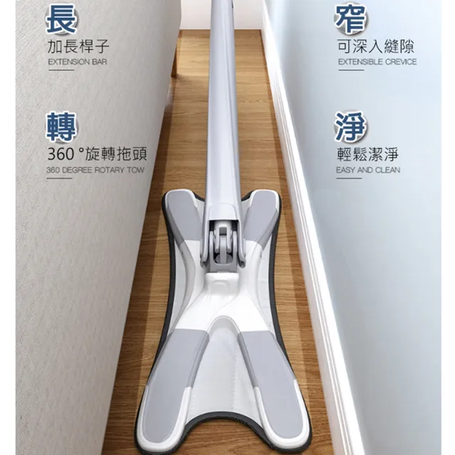 【黑魔法】X型免手洗旋擰乾溼平板拖把布(X型專用替換拖把布x2條)