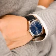【CITIZEN 星辰】超薄簡約光動能皮革腕錶-黑x藍面/ 38.4mm(AR3070-04L)