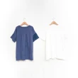 【MOSS CLUB】不規則異材質剪接短袖上衣(藍 白)
