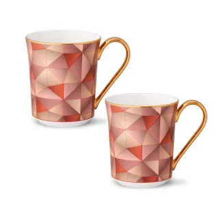 【NORITAKE】繽紛萬花筒骨瓷金邊-馬克對杯(新品禮盒組)