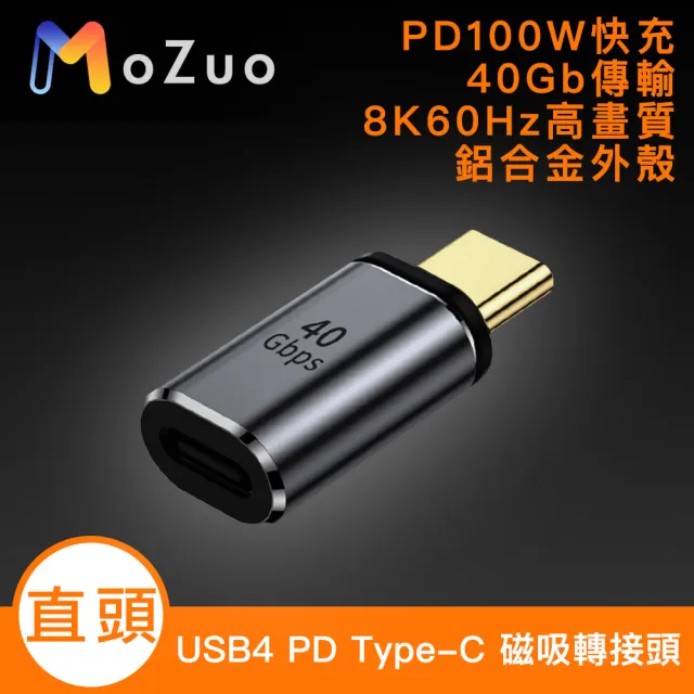 【魔宙】USB4 PD100W 40Gb Type-C 8K 60Hz 磁吸轉接頭-直頭