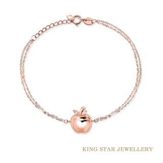 【King Star】蘋果18K玫瑰金天然鑽石手鍊